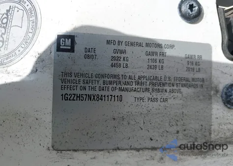 2008 Pontiac G6 Gt z USA, uszkodzony, nr VIN 1G2ZH57NX84117110